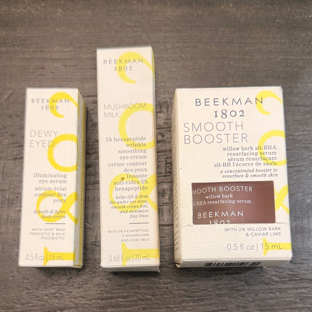 Beekman 1802 Skincare Trio: Eye Serum, Eye Cream, and Face Serum